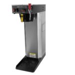 Angle view of stainless steel cabinet, black plastic base, hot water faucet ACE-D brewer