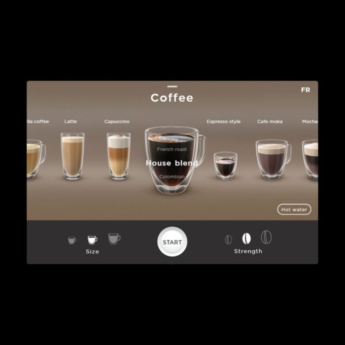 Touch screen with drink icons