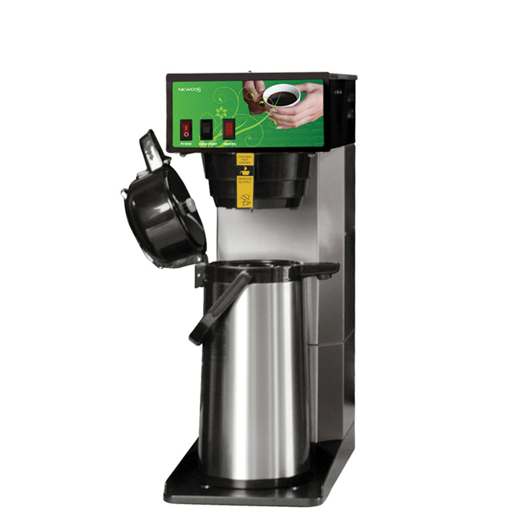 stainless steel cabinet, black plastic base AKH-APA Brewer, shown with stainless KK airpot