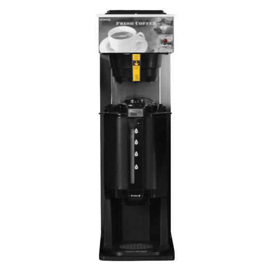 stainless steel cabinet, black plastic base AKH-D brewer, shown with t-tek dispenser