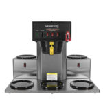 stainless steel cabinet, black plastic face plate, five burners, hot water faucet FC-5 brewer