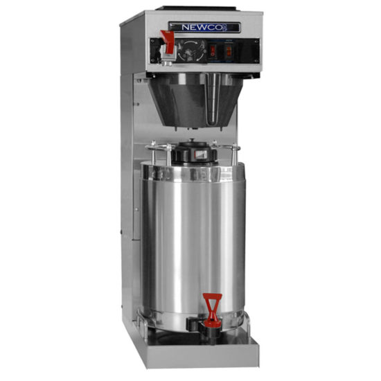 stainless steel cabinet, hot water faucet, GXF-8D brewer, shown with 2 gallon Econo level indicator server