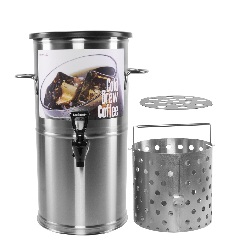 3 gallon stainless steel Cold Brew Coffee Round Kit with soft pods/grounds bucket