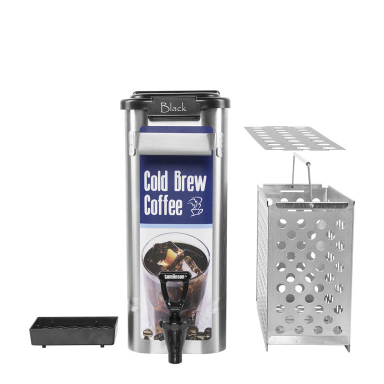 2 gallon stainless steel Cold Brew Coffee Skinny Short Kit, soft pods/grounds bucket, drip tray