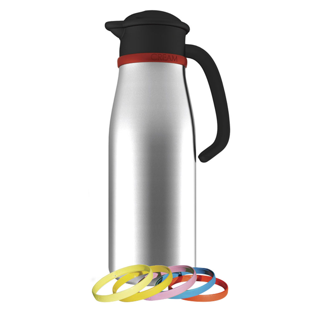 stainless steel Creme Creamer with multi-color flavor collars