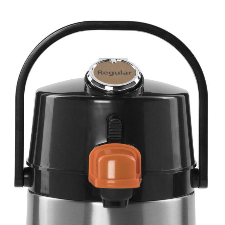 black plastic pump action Brandable KK Airpot Lid with optional regular label