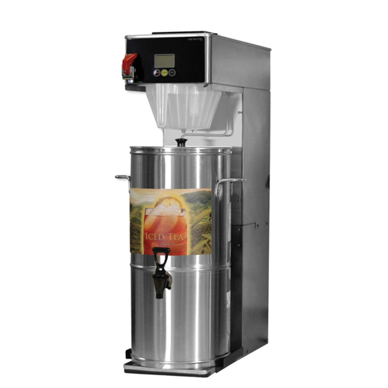 stainless steel cabinet, slide out tray GX8D-TVT brewer shown with 5 gallon tall tea urn