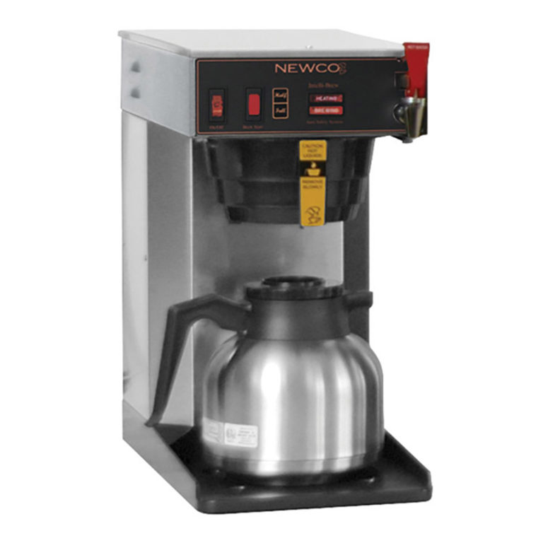 stainless steel cabinet with black plastic base IA-Tc brewer shown with the Thermal Butler carafe