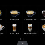 Café Espresso 2.0 touch screen display screen showing drink options.