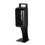 Black CBlack Countertop Hand Sanitizer Stand with black motion activated sanitation dispenser angled view