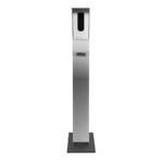 Stainless Steel Hand Sanitizer Stand with white motion activated sanitation dispenser front view