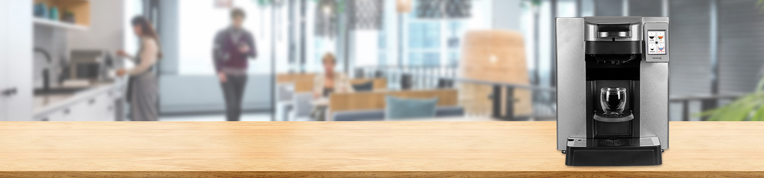 Little Joe brewer on a counter with an office background