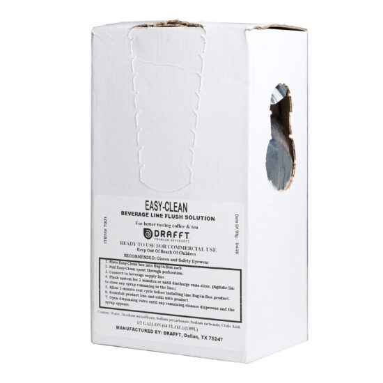A white cardboard box with metallic bag inside, labeled "Easy Clean"